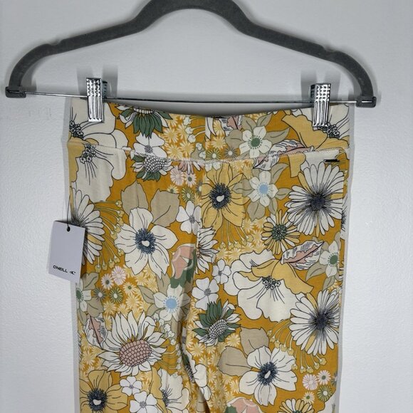 O’Neill Women S Yellow Boho Beach Retro Y2K Daisy Belle Floral Flare Pants NWT - Picture 9 of 13
